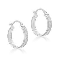 9ct White Gold Stardust Creole Earrings 5.51.1159