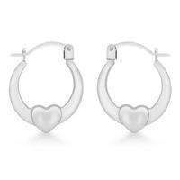 9ct White Gold Mini Heart Creole Earrings 5.53.3819