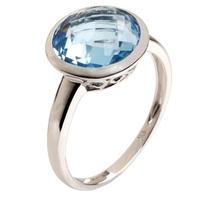 9ct White Gold Round Faceted Blue Topaz Ring 9DR389-BT-W