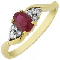 9ct Oval Ruby and Diamond Cluster Oval Twist Ring DRR618 O