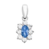 9ct White Gold Blue Oval Pendant 5.63.5054