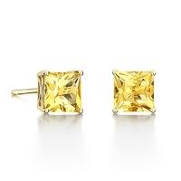 9ct Gold Four Claw Square Citrine Stud Earrings 9ER359-ct-Y