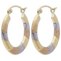 9ct Tri-Colour Jigsaw Pattern Hoop Earrings D17-5940-MC