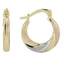 9ct Three Colour Twist Creole Earrings GER33