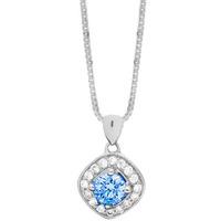 9ct white gold round blue topaz and diamond pendant p2912wc 10 bt