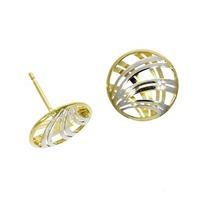 9ct Two Tone Button Stud Earrings 10.15.217