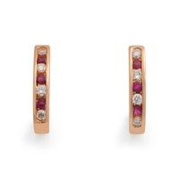 9ct Gold Channel Set Ruby and Diamond Half Hoop Earrings 20.01782.087