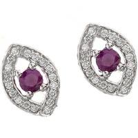 9ct White Gold Ruby and Diamond Ellipse Stud Earrings E3653W-10 RUBY