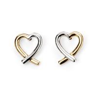9ct 2 Colour Open Heart Studs GE285