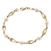 9ct Gold Freshwater Pearl Teardrop Bracelet GB416W