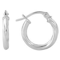 9ct White Gold Small Twist Creole Earrings D01-5001-W
