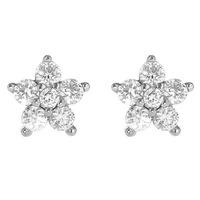 9ct White Gold Cubic Zirconia Flower Cluster Stud Earrings 5.58.4349