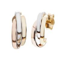 9ct tri colour half hoop earrings ge458