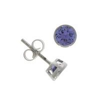 9ct white gold 5mm round rubover tanzanite stud earrings 0320188