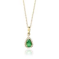 9ct gold diamond emerald pear shape pendant vp0s604 9kyem