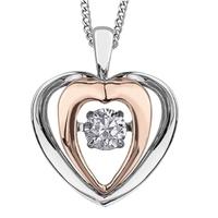 9ct White Gold Rose Gold Diamond Heart Pendant P3117WR-15C-10