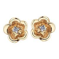 9ct Rose Gold Diamond 0.01ct Flower Earrings E3164R-10