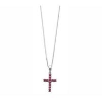 9ct White Gold Ruby Set Cross Pendant GP829R GN151