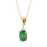 9ct Emerald and Diamond Oval Pendant K40-9455-04