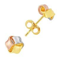 9ct three colour knot stud earrings e39 5015 mc