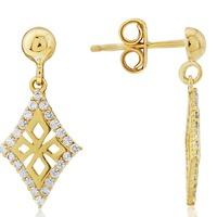 9ct Cubic Zirconia Open Heraldic Cross Earrings GER66-Y