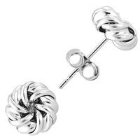 9ct white gold triple strand pressed knot stud earrings e39 5037 w