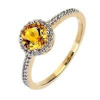 9ct Gold Diamond Citrine Round Cluster Ring 9DR274-ct-2C