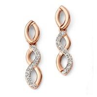 9ct Rose Gold Diamond Open Twist Dropper Earrings GE2086