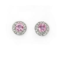 9ct White Gold Diamond Pink Sapphire Studs GE892P