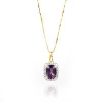 9ct Gold Diamond Amethyst Cluster Pendant GP634M GN141