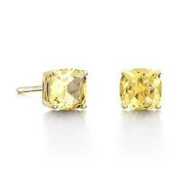 9ct gold four claw round citrine stud earrings 9er357 ct y