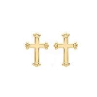 9ct Yellow Gold Latin Cross Stud Earrings 1.55.6082