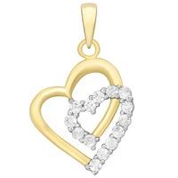 9ct Clear Cubic Zirconia Double Heart Pendant 1.63.1454