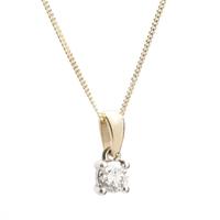 9ct Gold Single Stone Diamond Four Claw Pendant 1304P-9Y-DQ1020