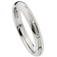 9ct White Gold 3mm 3 Stone Diamond Medium Court Wedding Ring 3-Mct-0530-3D P