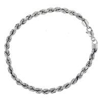 9ct White Gold 7.5 Inch Diamond Cut Rope Bracelet 5-26-7112