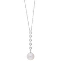 9ct White Gold Freshwater Pearl and Diamond Pendant POZ70015DD