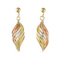 9ct 3 Colour Twist Dropper Earrings KG7724MC