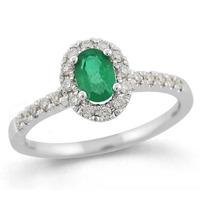 9ct white gold emerald and diamond oval cluster 085ct ring 1409493042  ...