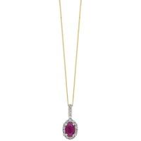 9ct White Gold Oval Ruby and Diamond Cluster Pendant DRP239 RUBY