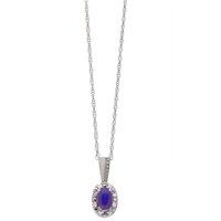 9ct white gold oval tanzanite and diamond cluster pendant bs0006p t2a  ...