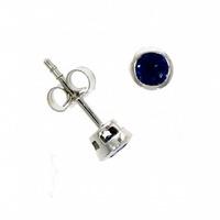 9ct White Gold 4mm Round Rubover Sapphire Stud Earrings 03.20.311