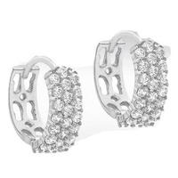 9ct White Gold 12mm Pave Huggy Earrings 5.58.3139