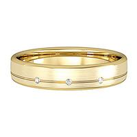 9ct Gold 4mm Satin 3 Diamond 1 Line Wedding Ring ST-R461TS