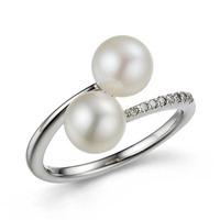9ct White Gold Diamond Cultured Pearl X Over Ring 32.09064.001 M