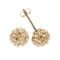 9ct Gold Champagne Cubic Zirconia Pave Ball Stud Earrings CG40 CHMP