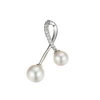 9ct White Gold Diamond Cultured Pearl Swirl Pendant 33.09064.001