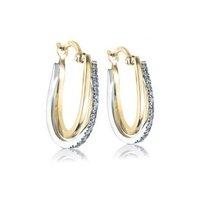 9ct Yellow and White Gold Diamond Loop Earrings