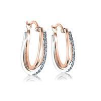 9ct Rose and White Gold Diamond Hoop Earrings