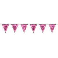 9ft Foil Glitz Pink Happy Birthday Bunting Flags